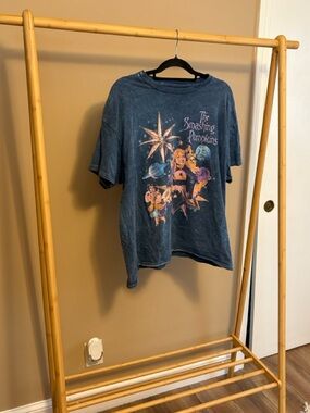 The Smashing Pumpkins Women's Vintage-Style Short Sleeve Tee in Faded Blue